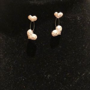 Small double heart shaped Diamond earrings